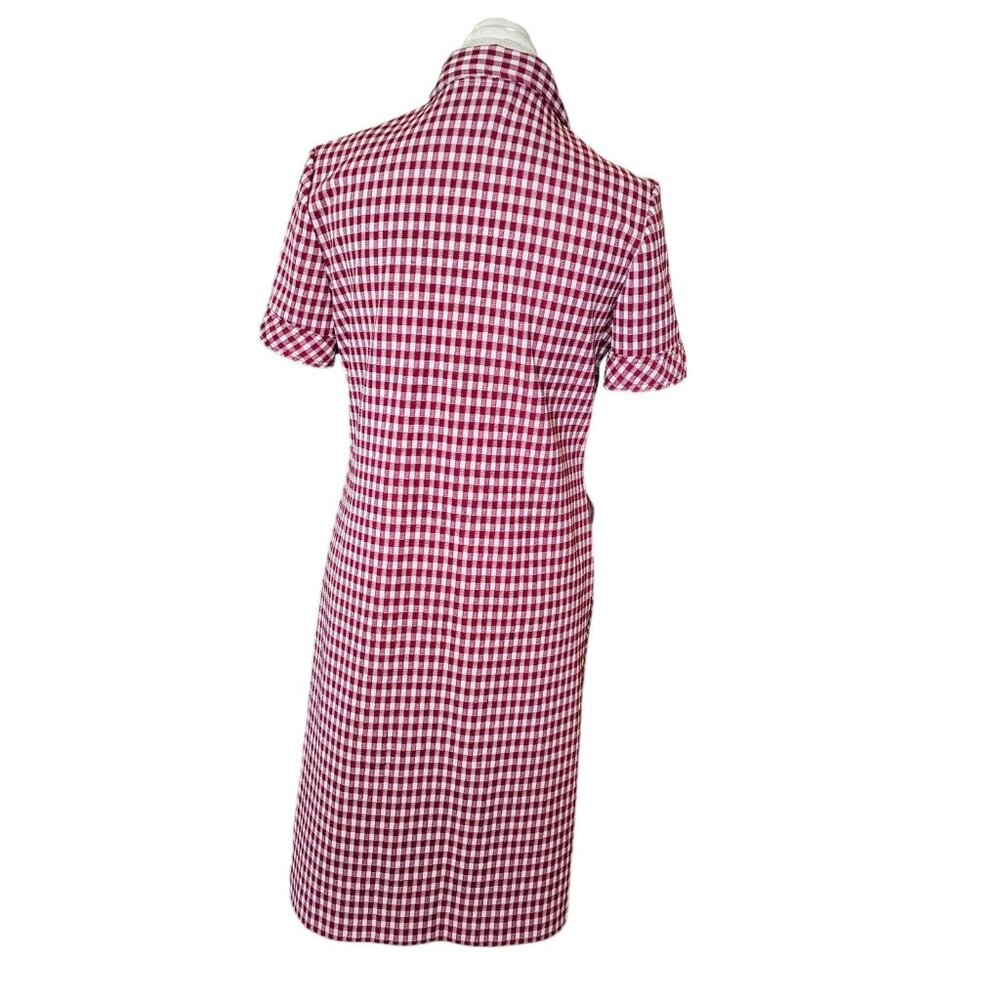 Vintage 70s Womens Shirt Dress Size 10 Gingham Plaid Button Down Casual‎ Red - Picture 6 of 10